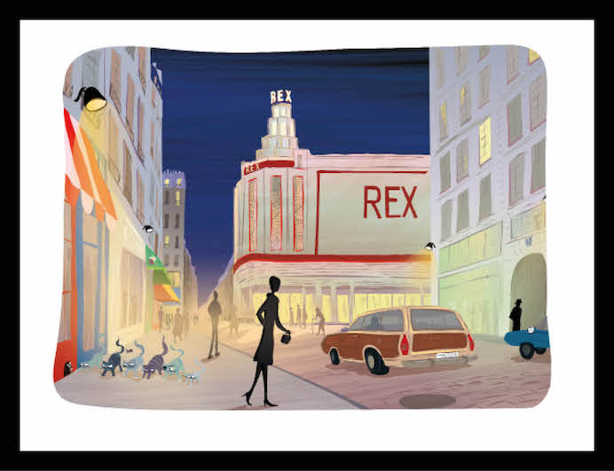 illustration Bd Poissonnière avec le cinéma le Rex