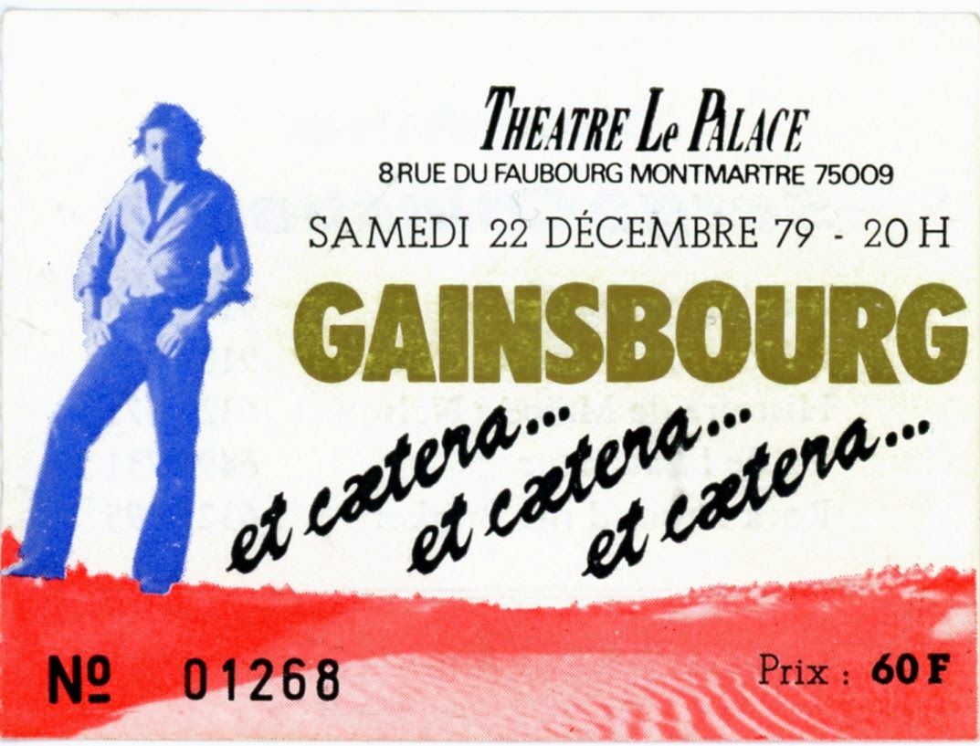 Billet du concert de Gainsbourg au Palace en 1979