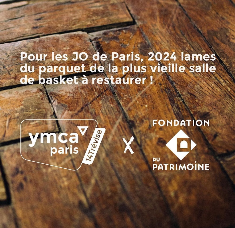 Visuel parquet de l'appel au don de YMCA Paris et de la fondation du patrimoine