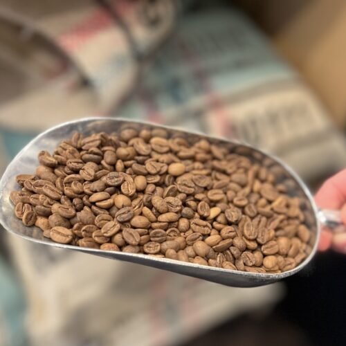 Gros plan sur des grains de café torréfiés