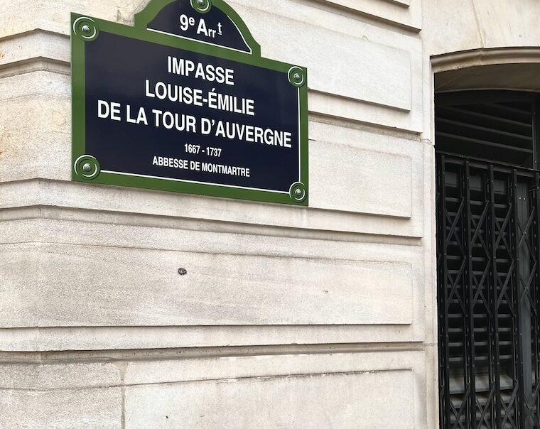 Plaque de rue Impasse Louise-Émilie de la Tour d'Auvergne