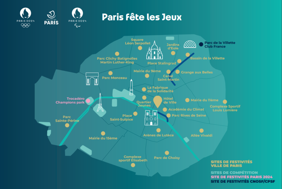 Carte des festivités liées aux JO, organisés dans les arrondissements de Paris