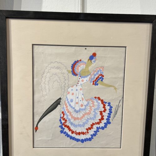 Costume de Cancan sur danseuse, une esquisse de Eté, aquarelle