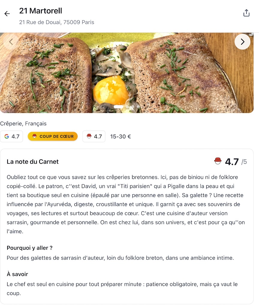 Extrait de publications tirées du guide Lefoodbob