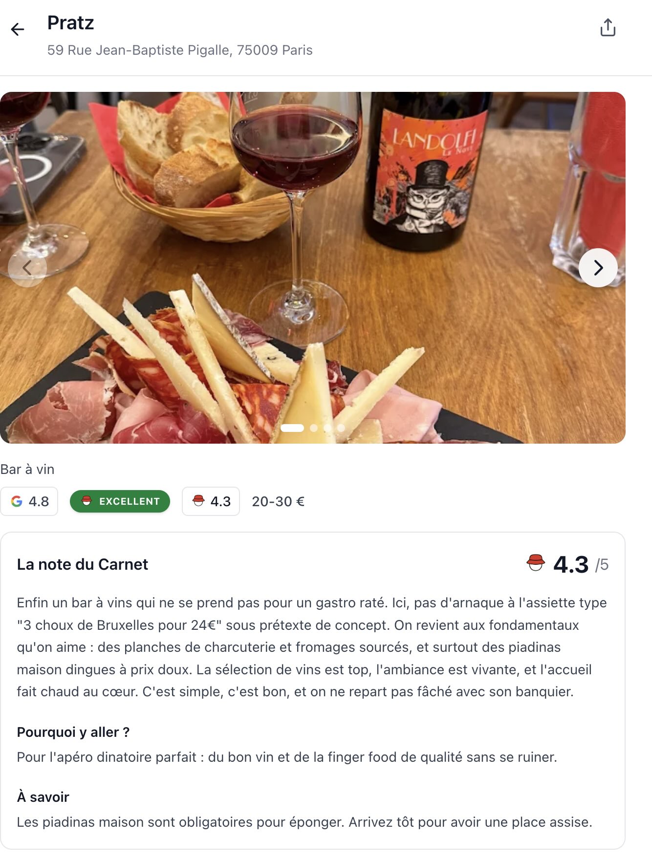 Extrait de publications tirées du guide Lefoodbob