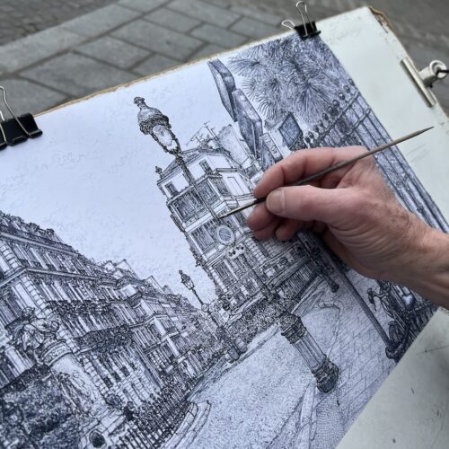 Détail du dessin à l'encre.